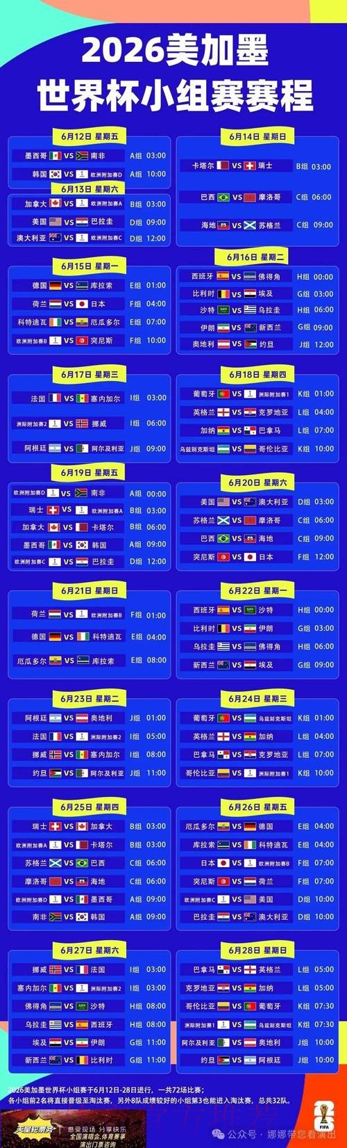 2026世界杯每日赛程高清版比赛时间表怎么查 2026世界杯每日赛程高清版比赛时间表怎么查